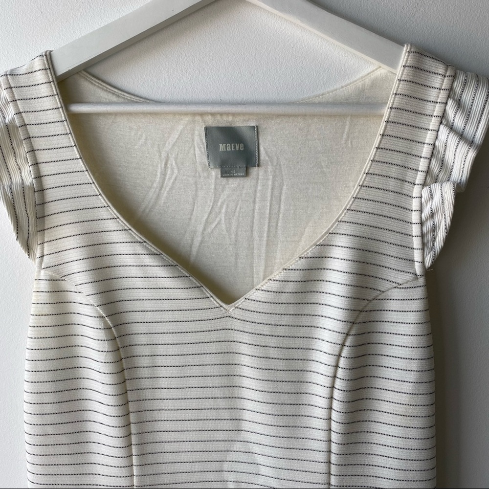 Maeve Anthropologie creamy white striped dress - Picture 7 of 7